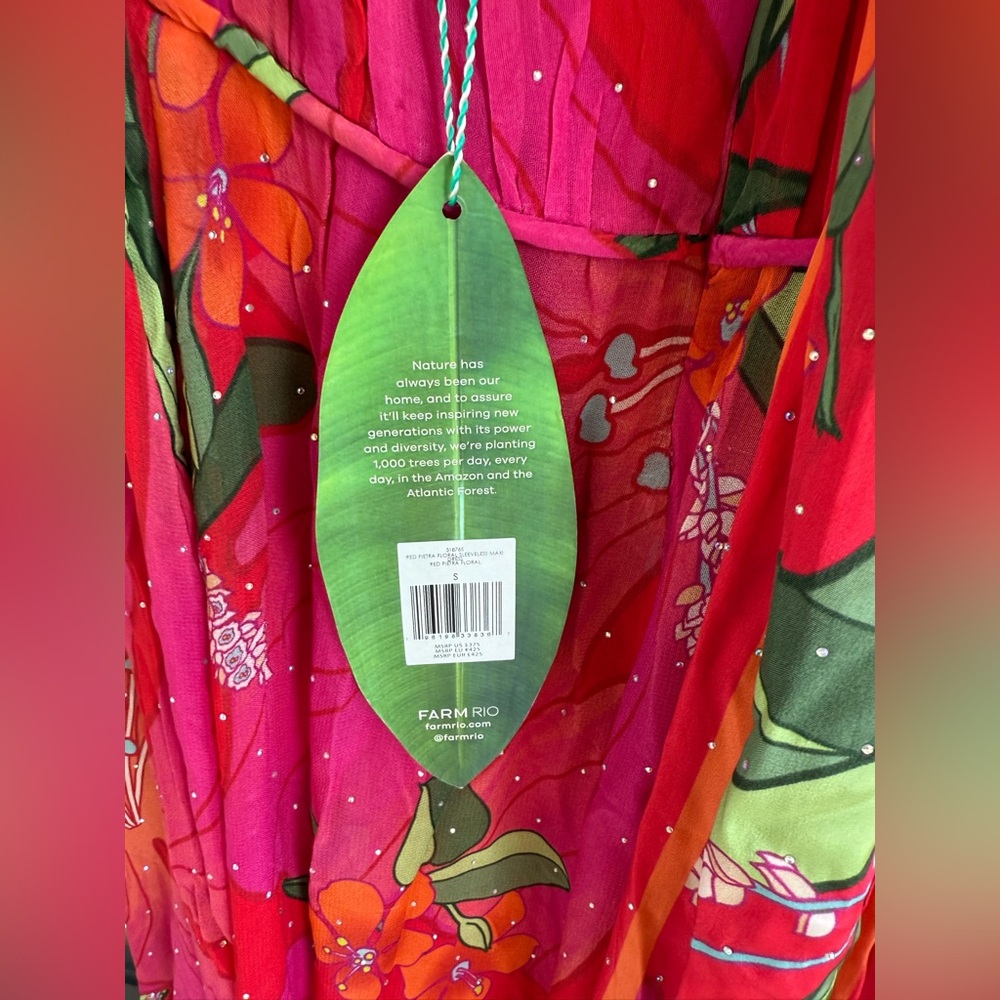 FARM RIO Red Pietra Floral Sleeveless Maxi Dress • S • NWT - Picture 15 of 16